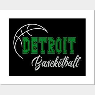 Classic Name Detroit Vintage Styles Green Basketball Posters and Art